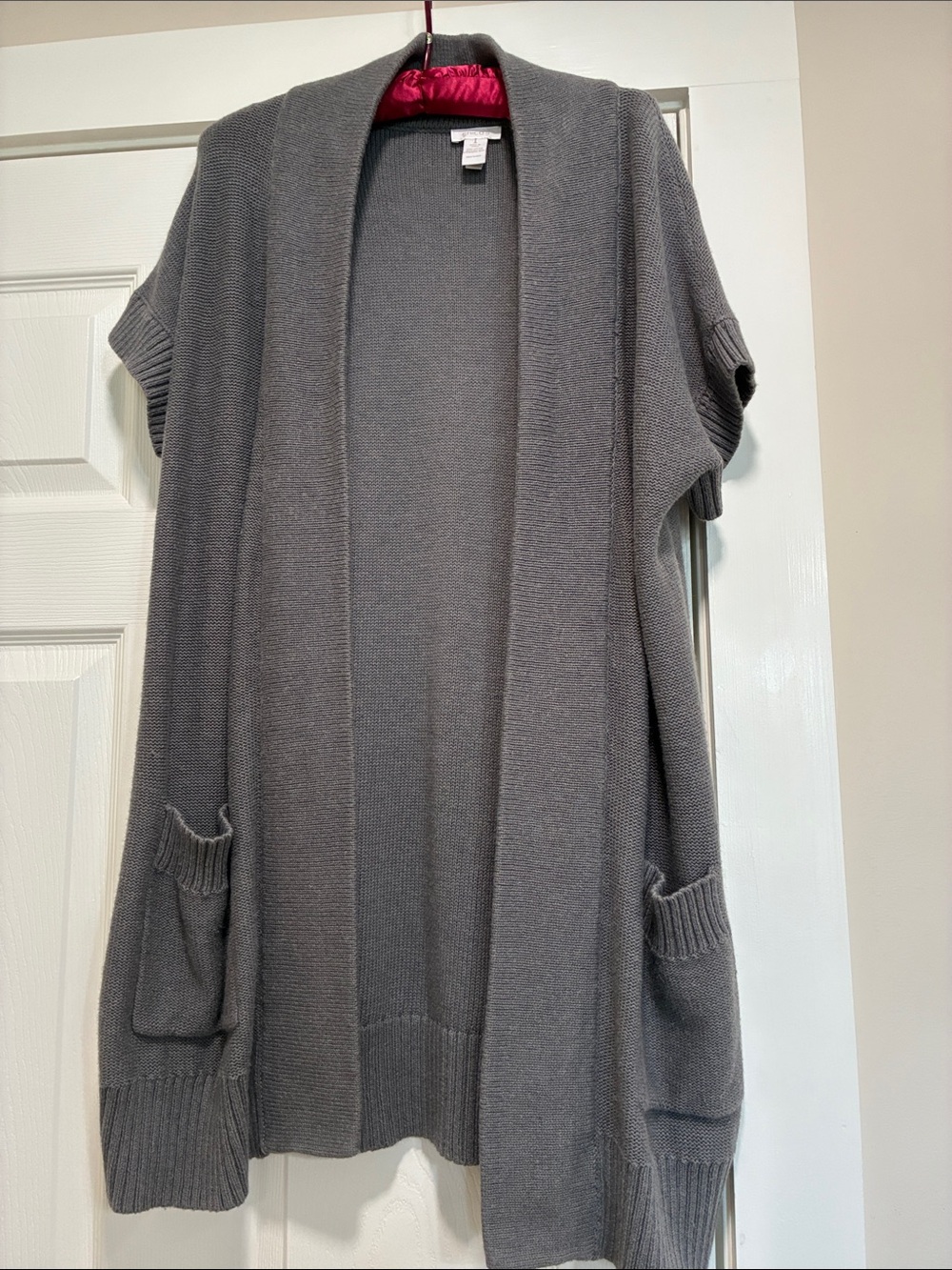 Chico's Gray Open-Front Short-Sleeve Cardigan with Pockets M